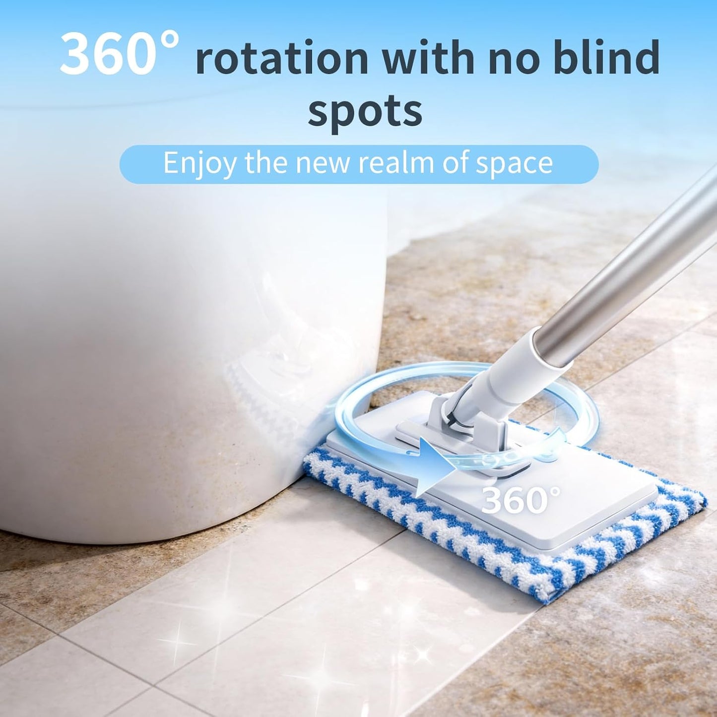 Hands-Free Flat Mop - Automatic Gripping & Self-Squeeze | Easy Cleaning Set with 5 Reusable Cloths