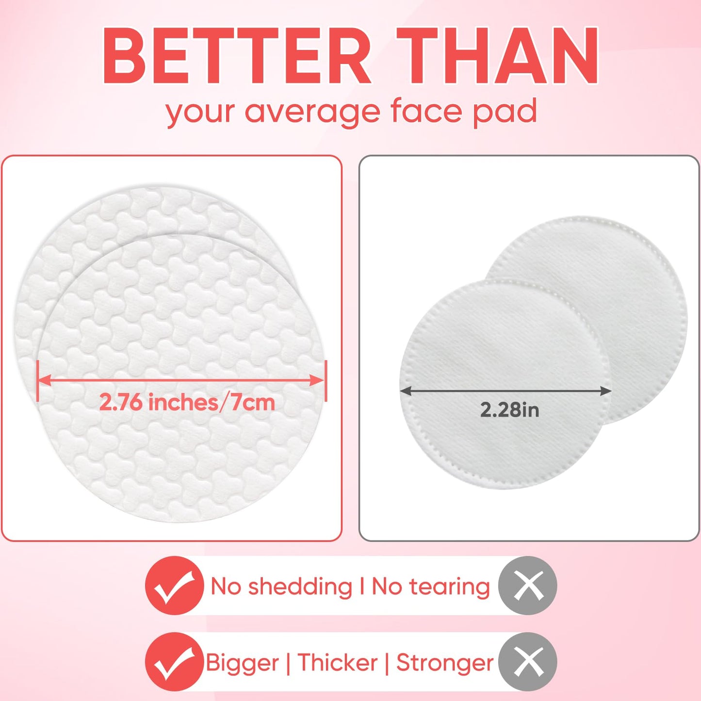 ICOTLE Large Cotton Rounds (400 Count), 100% Pure Cotton Pads, Clover Textured Design, Soft and Lint-Free, for Removing Makeup, Nail Polish, and Cleansing Face