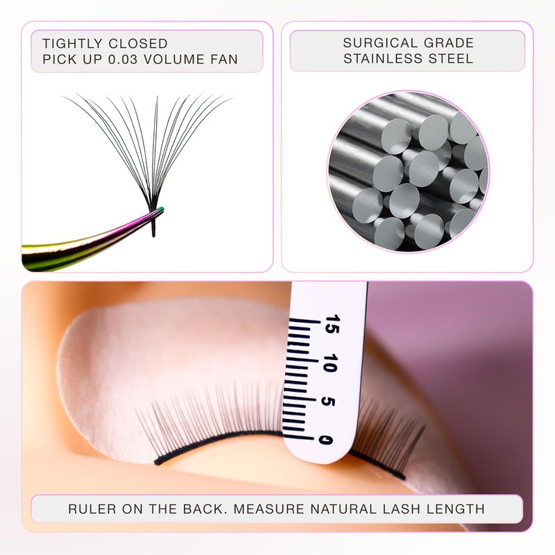 Curacoro Lash Tweezer - Professional & Precision Fiber Tip Grip Lash Tweezers for Eyelash Extensions, Multi Shapes & Purposes Tweezers for Volume, Isolation & Classic Lashes (Galaxy, Girl Boss)