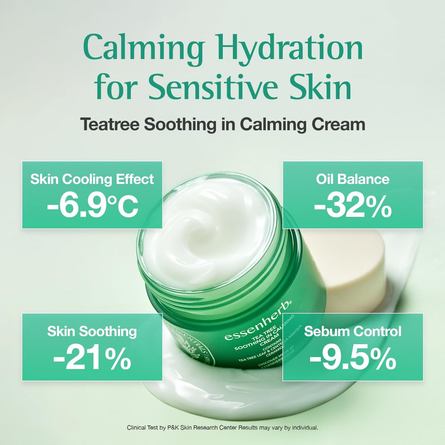 ESSENHERB Tea Tree Calming Cream for Acne-Prone & Sensitive Skin | Soothing & Blemish Care with Cica, Madecassoside & Panthenol | Korean Skincare 2.70 fl oz