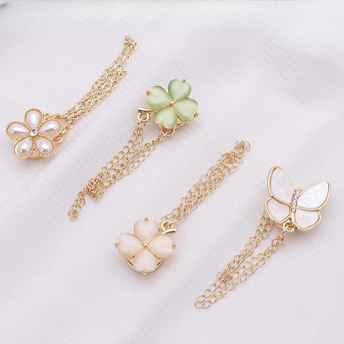 4 Pack Clothing Clips Strong Hem Holder No Sew Dress Sleeve Shortener Decorative Clip for Women