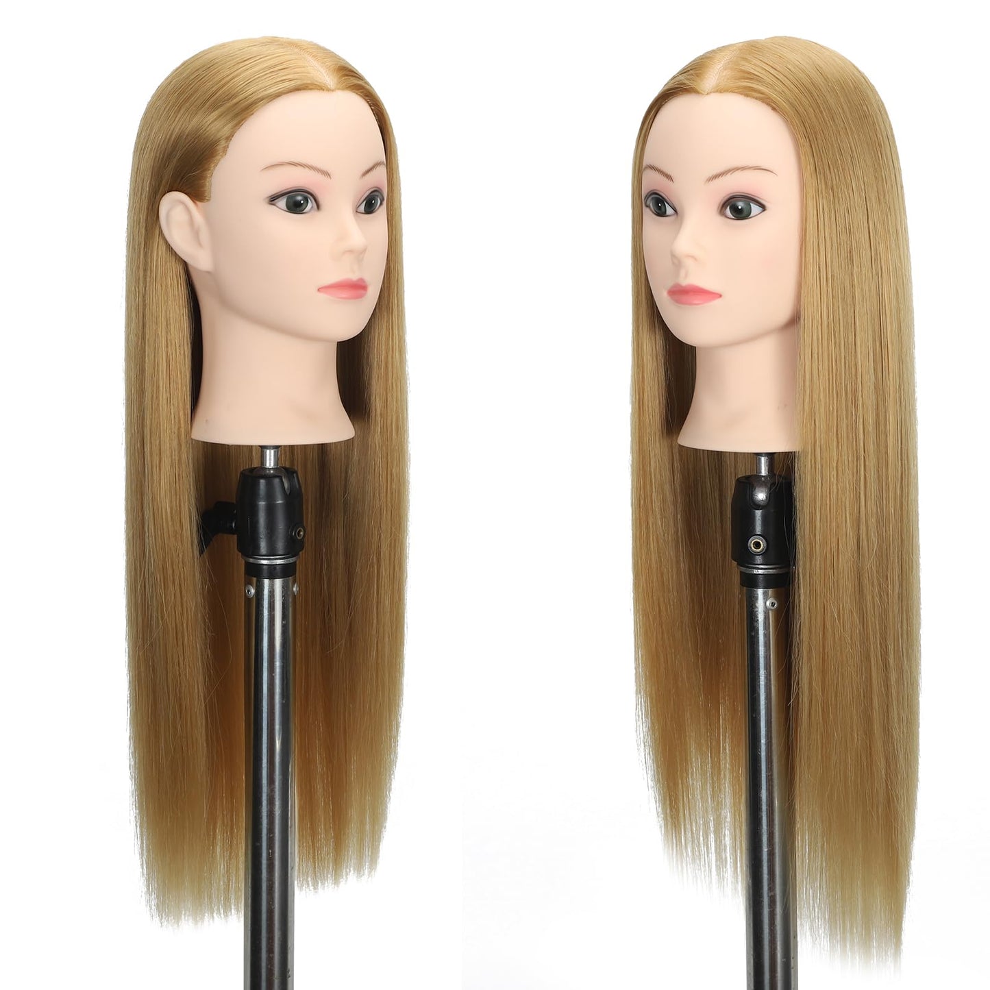 Mannequin Head 26"-28" Synthetic Fiber Training Head Cosmetology Manikin Doll Head Practice Head for Hairdresser With Free Table Clamp
