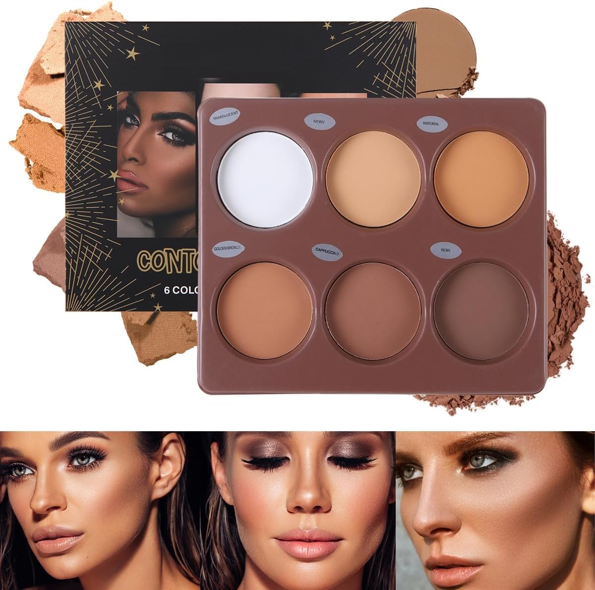 Katiluxiya 6 Colours Contour Palette, Makeup Contour Palette Powder Light to Dark, Makeup Palette Contour Kit, Highly Pigmented Matte Colours for Contour and Highlighting Makeup Contour Palette. (01)