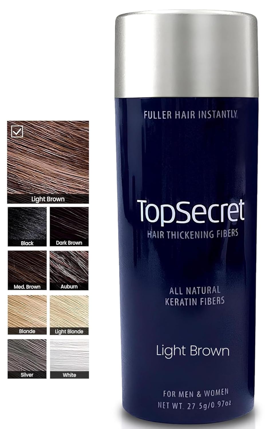 Hair Thickening Building Fibers - Natural & Undetectable Hair Filler for Men & Women | Weather-Resistant (Light Brown, Medium)