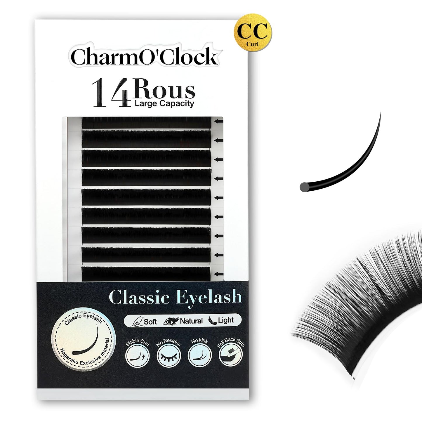 Cashmere Volume Lash Extensions - CC Curl 0.03mm Thickness | 8-16mm Mixed Length Trays, Super Matte Black Individual Eyelashes