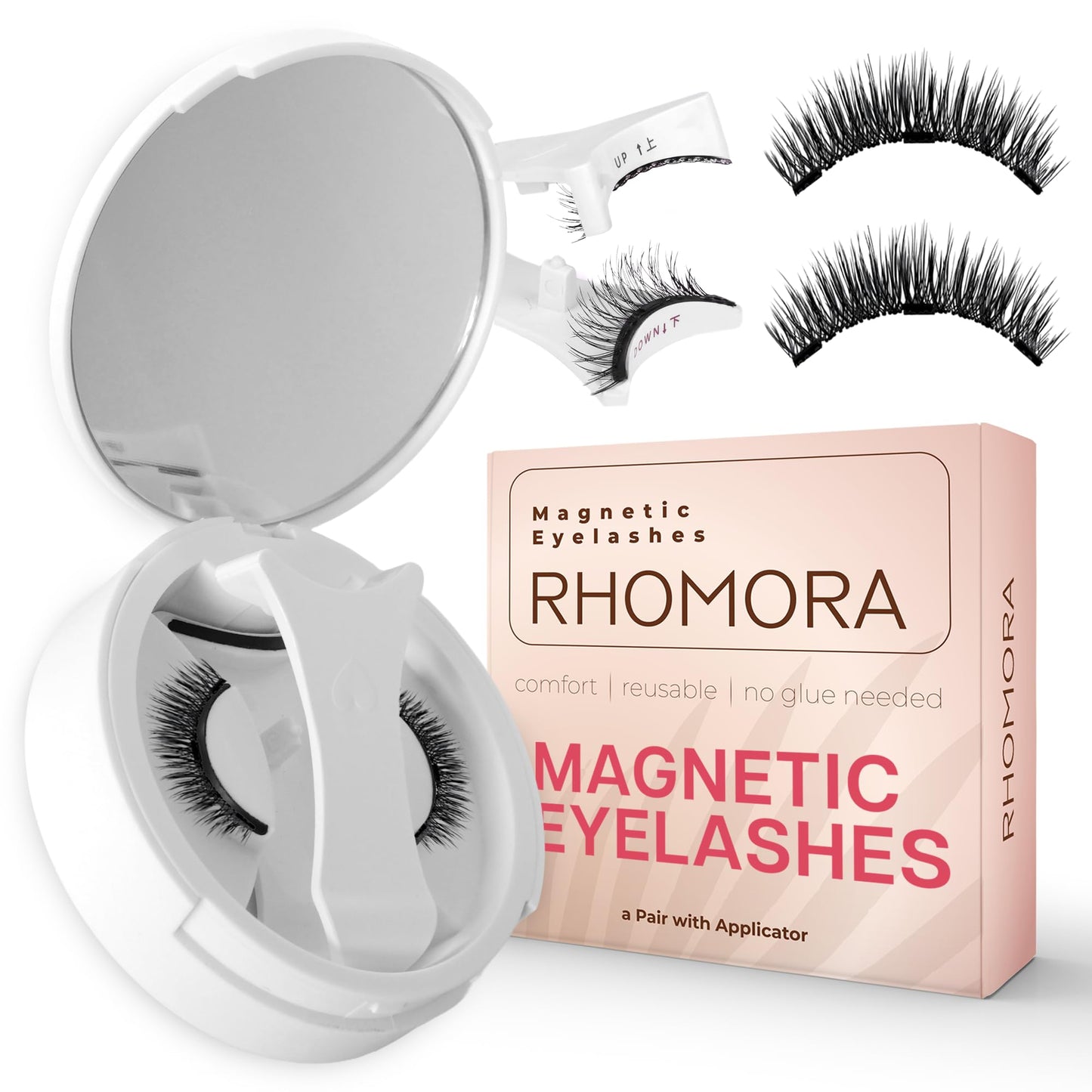 Magnetic Eyelashes with Applicator, Reusable Magnetic Eyelashes Natural Look, No Glue Needed False Soft Thick Lashes Kit Without Eyeliner, Portable Lashes for Eye Makeup (Volume)