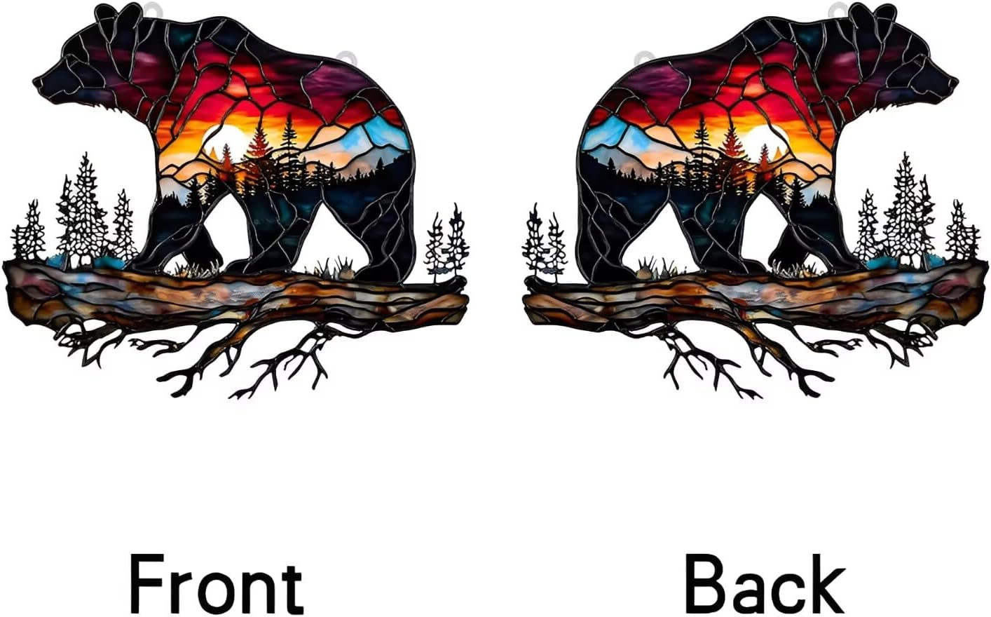Bear on Branch Acrylic Suncatcher - 7.08 Inch Stained Glass Style Window Decor | Rainbow Maker Wall Art & Garden Ornament