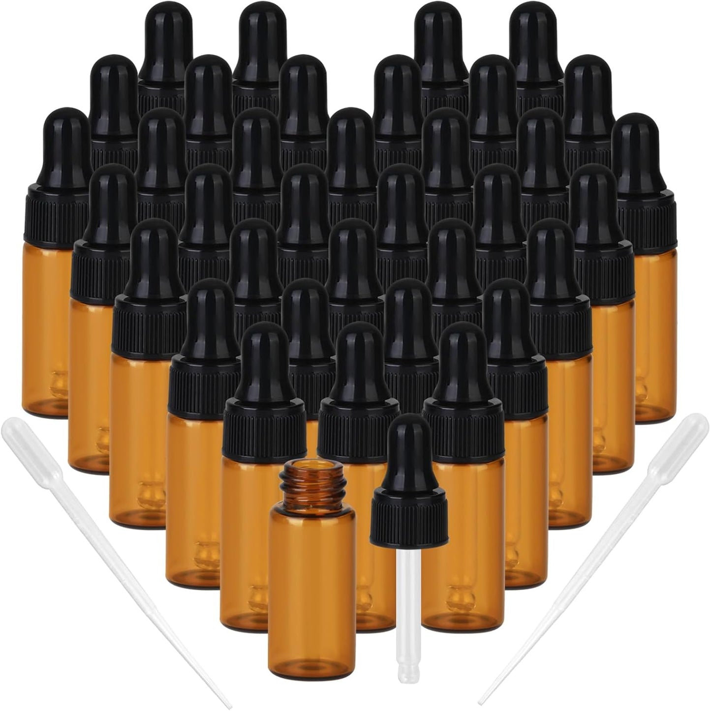 Amber Glass Dropper Bottles - 1ml Serum Travel Containers | Ideal for Essential Oils, Tinctures, & Cosmetics