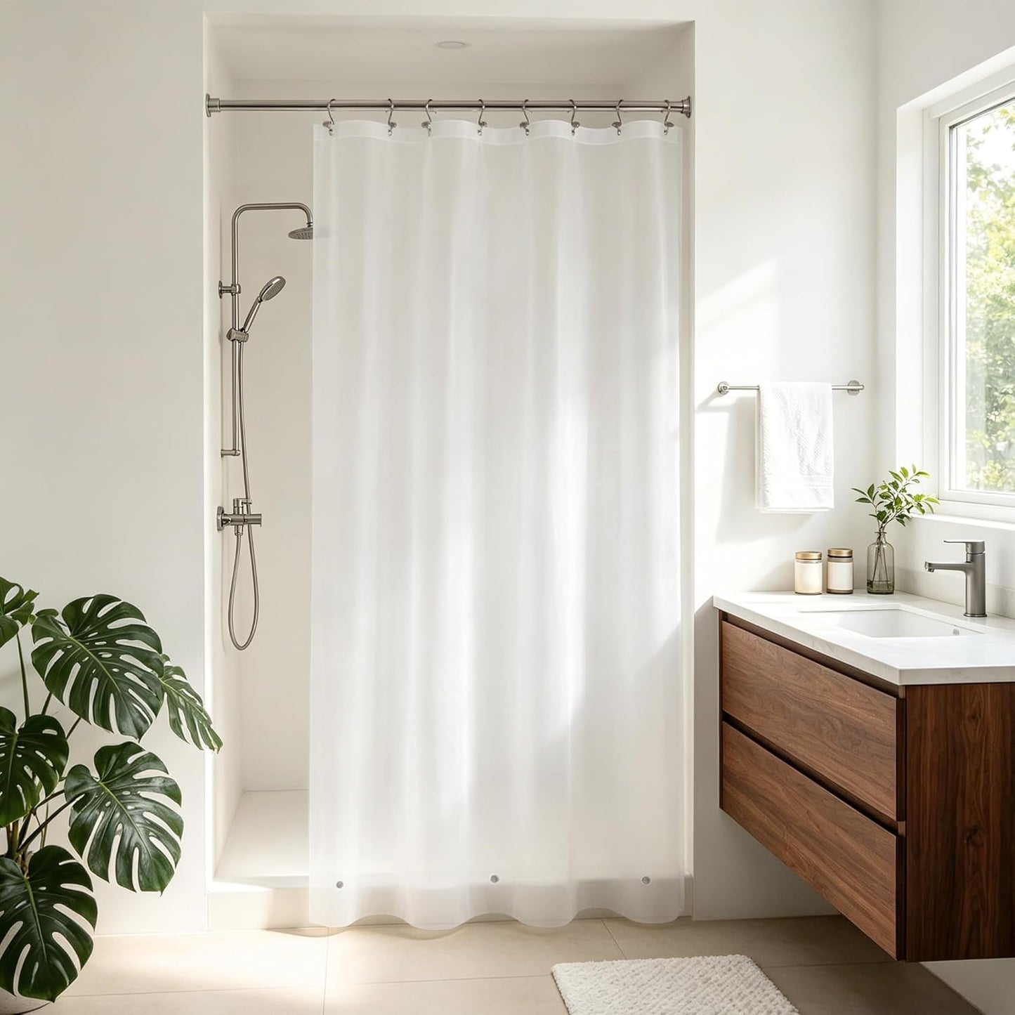 Clear Plastic Shower Liner - Premium Waterproof PEVA Curtain with Rustproof Grommets & 3 Magnets | Standard Size