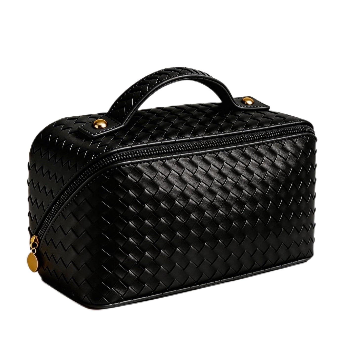 Husuctic Travel Makeup Bag for Women: Large Capacity Waterproof PU Leather Case Easy to Care Open Flat Portable Pouch Cosmetic Make Up Toiletry Organizers for Travel Essentials (Black)