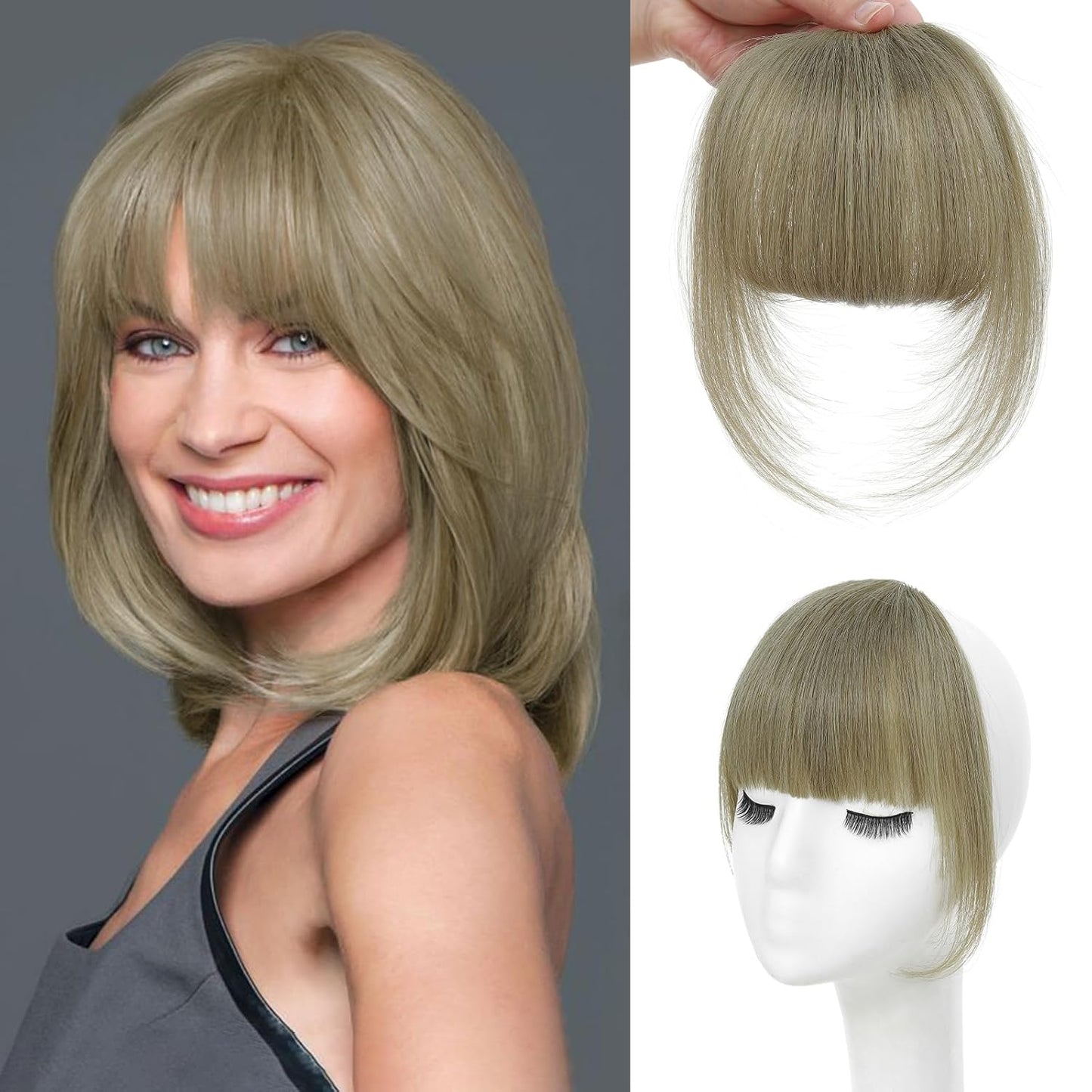 Bangs Hair Clip - 100% Real Human Hair Extensions | Natural Black Wispy Fringe for Women