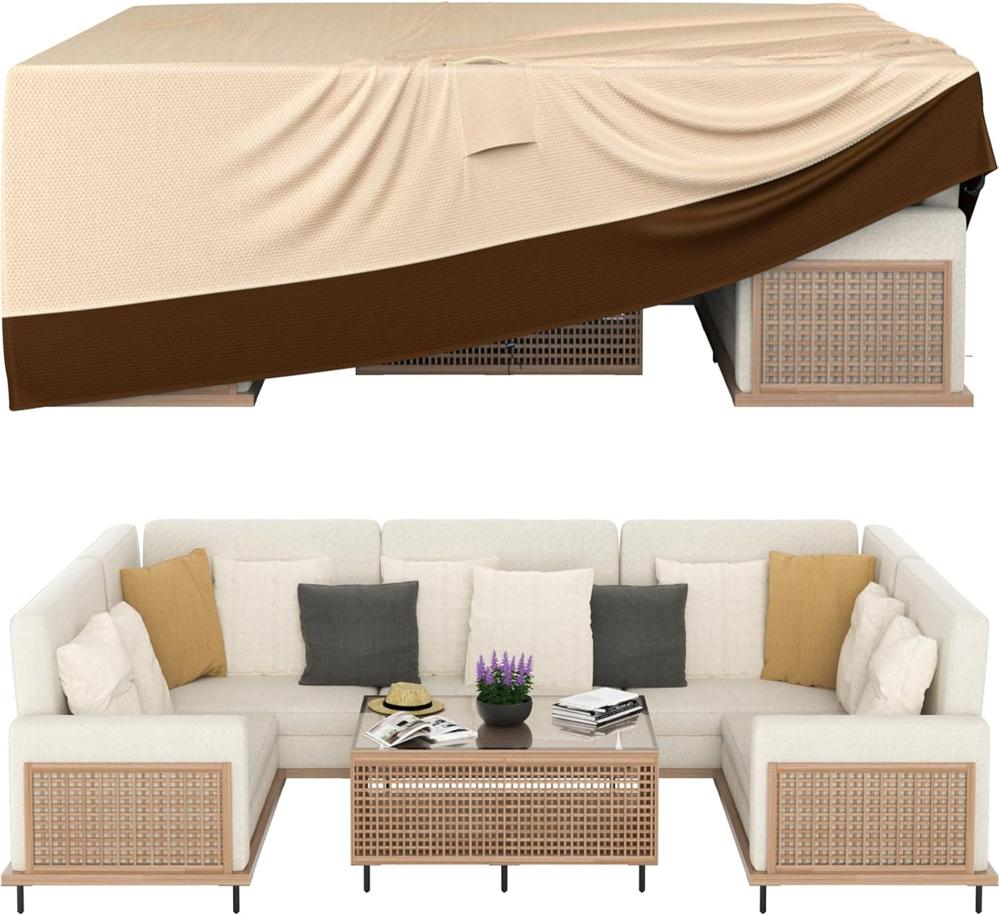 Patio Furniture Covers - Waterproof Outdoor Table & Chair Protection | Heavy Duty 600D, 108" L x 82" W x 27.9" H