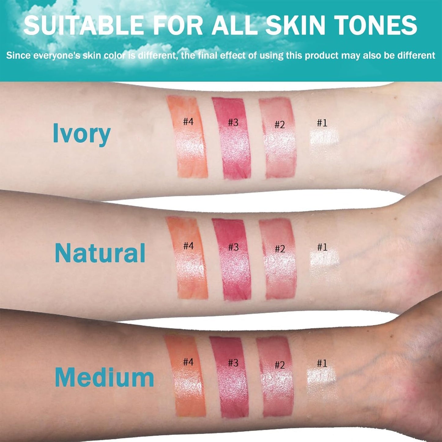 Hydrating Lip Tint Set - 4pcs Moisturizing Lip Oil Balm | Long-Lasting Waterproof Gloss