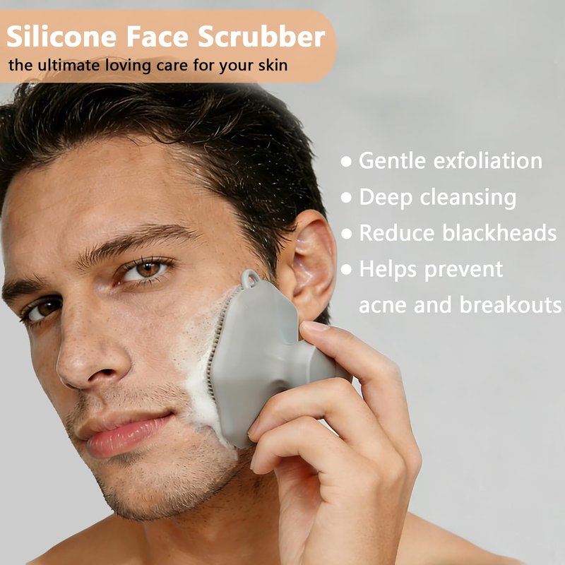 CUVUNUBY 2 Pack Silicone Face Scrubber for Men and Women Manual Facial Cleansing Brush, Food Grade Silicone Face Wash Brush,Gentle Exfoliating Pore Cleansing Skincare Tool(Black and Gray