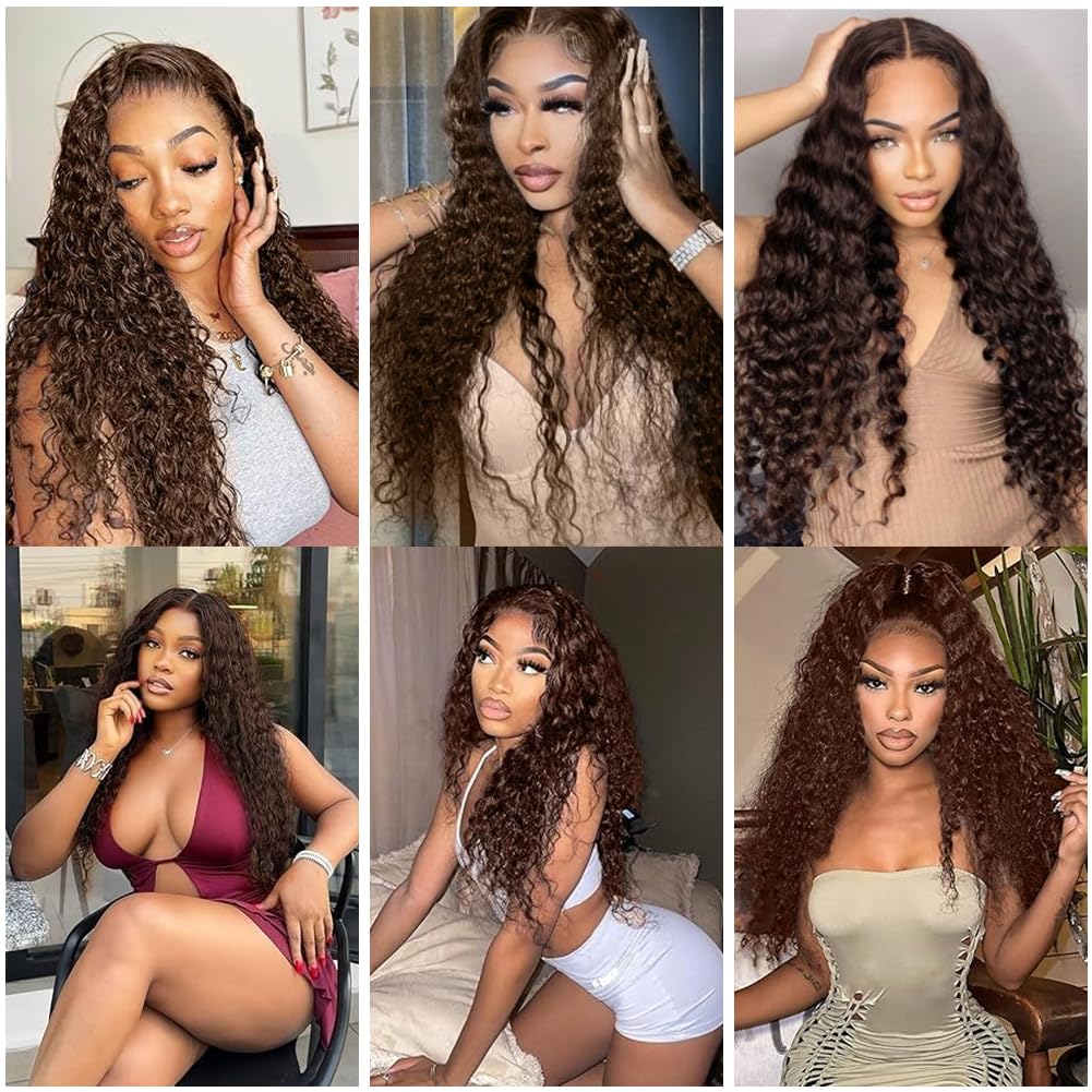 Brown Bundles Human Hair Brown Bundles 28 30 32 Inch Mixed Length Brazilian Virgin GveoXvo Color #4 Bundle Hair Extensions