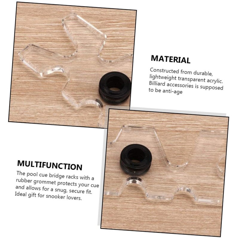 Toddmomy 2pcs Plastic Pool Cue Bridge Head Wall Shelf Brackets, Clear