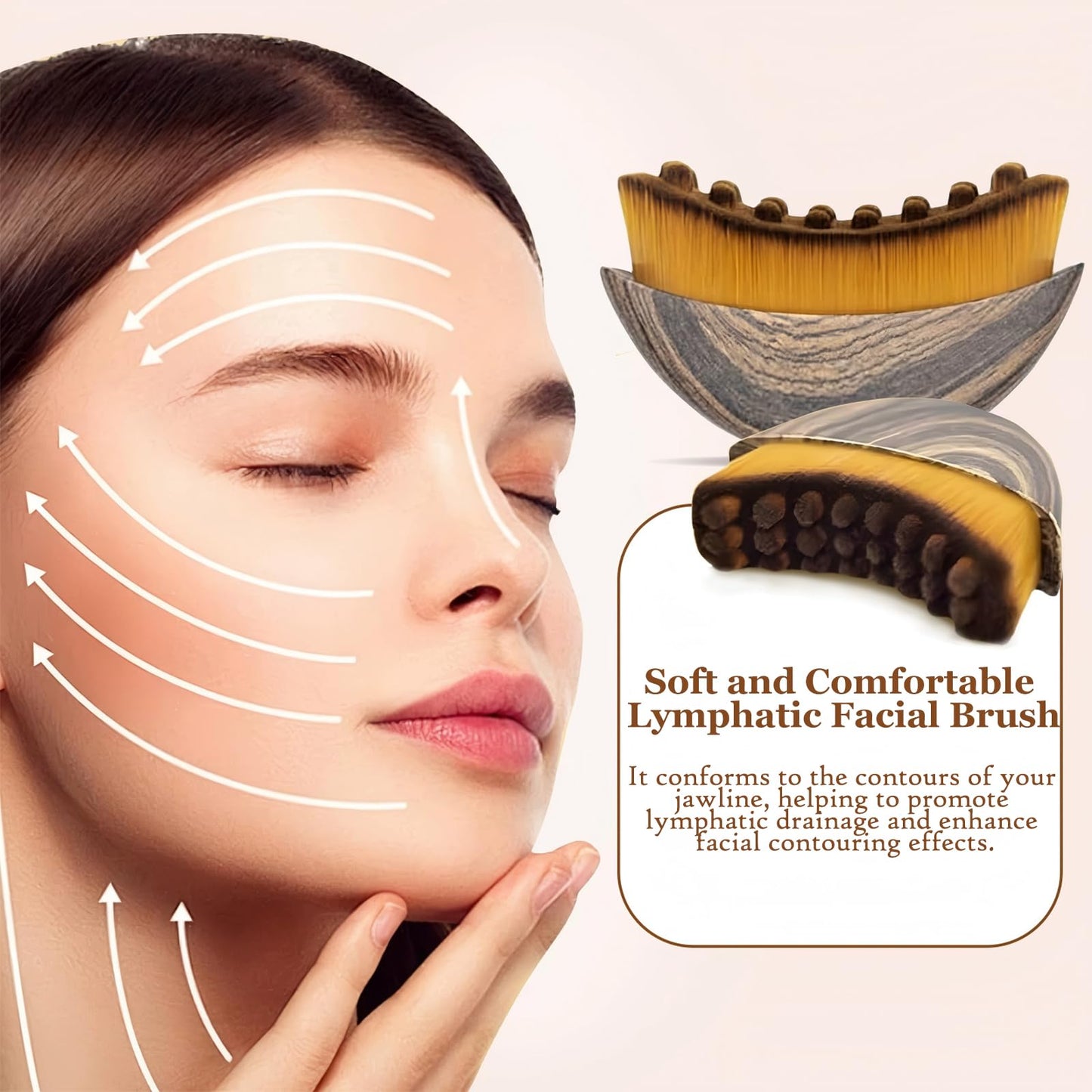 2 PCS Lymphatic Contour Face Brush, Lymphatic Drainage Massager, Ergonomic Face Beauty Tool，Designed to Fit The Skin Precisely and Relieve Fatigue for All Skin Types
