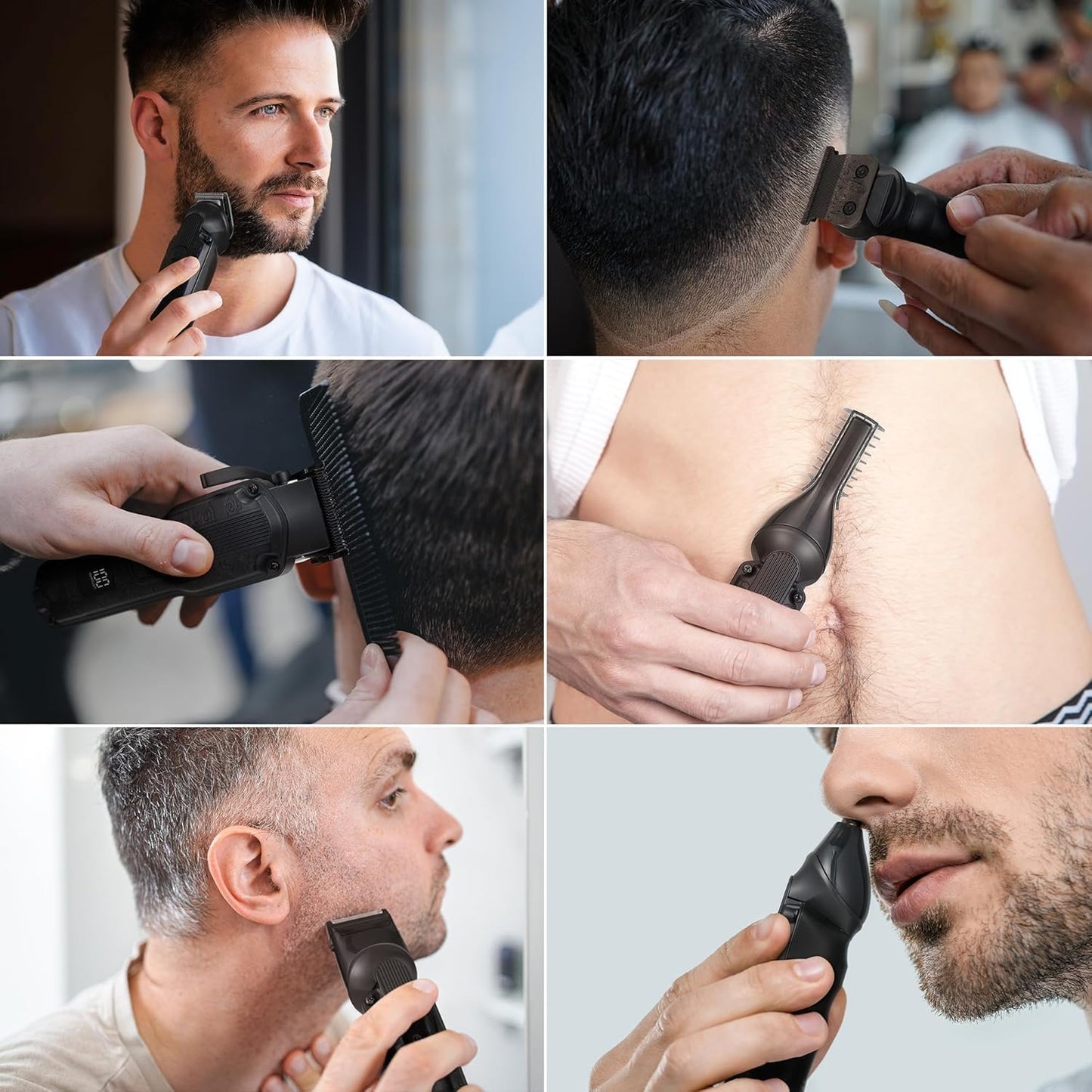 Scttomon Professional Hair Clipper for Men Hair Cutting Kit Men's Beard Trimmer Hair Trimmer Shaver Cordless Barber Clippers and Trimmers Set Black