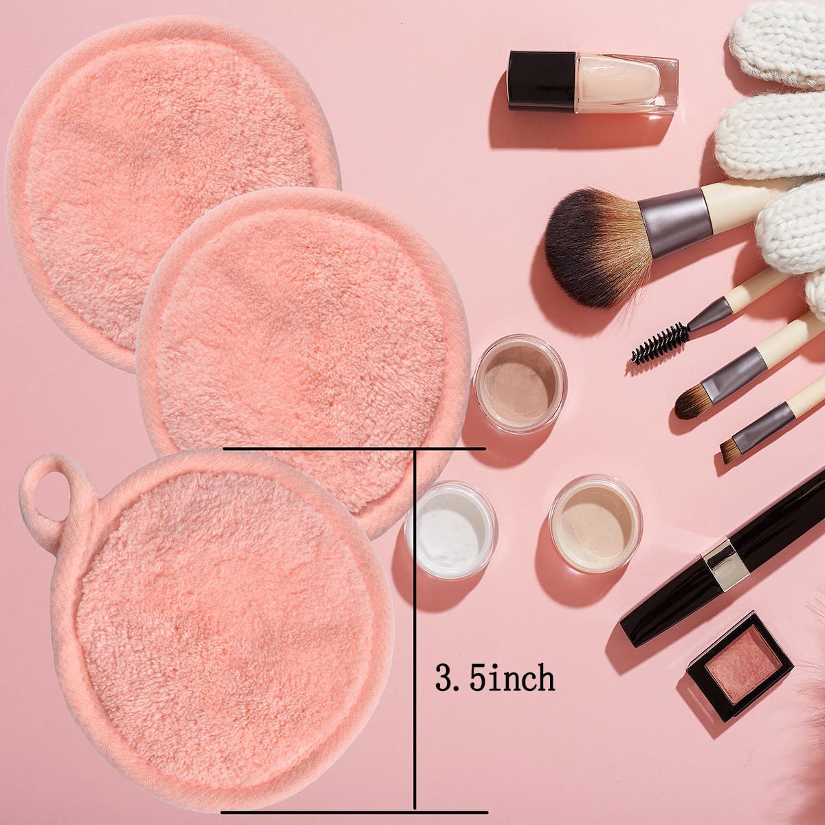 Reusable Makeup Remover Pads - Microfiber Facial Cleansing Cloths | 16 Soft Rounds for Easy Makeup Removal