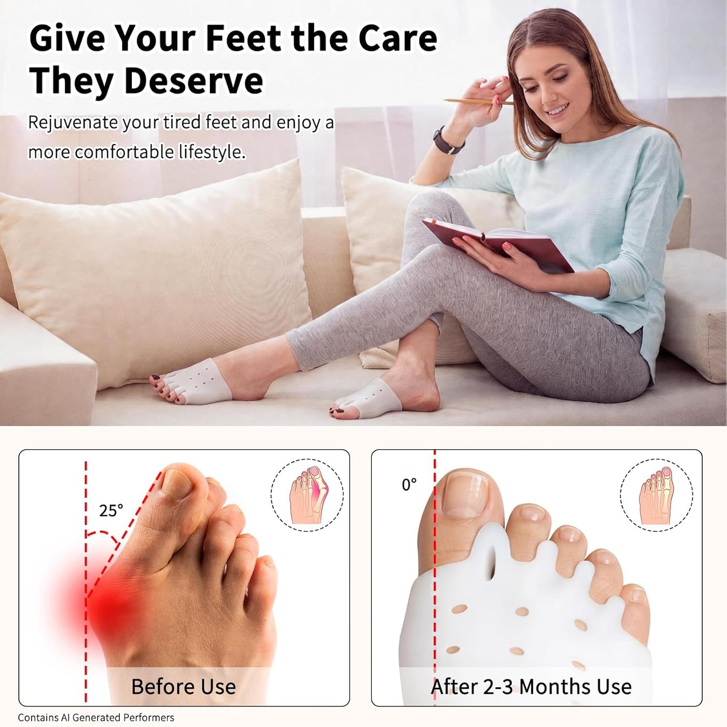 Silicone Toe Separators - Soft Breathable Bunion Relief & Hammer Toe Straighteners | 6 Pairs, 4 Colors, Ultra-Thin Design