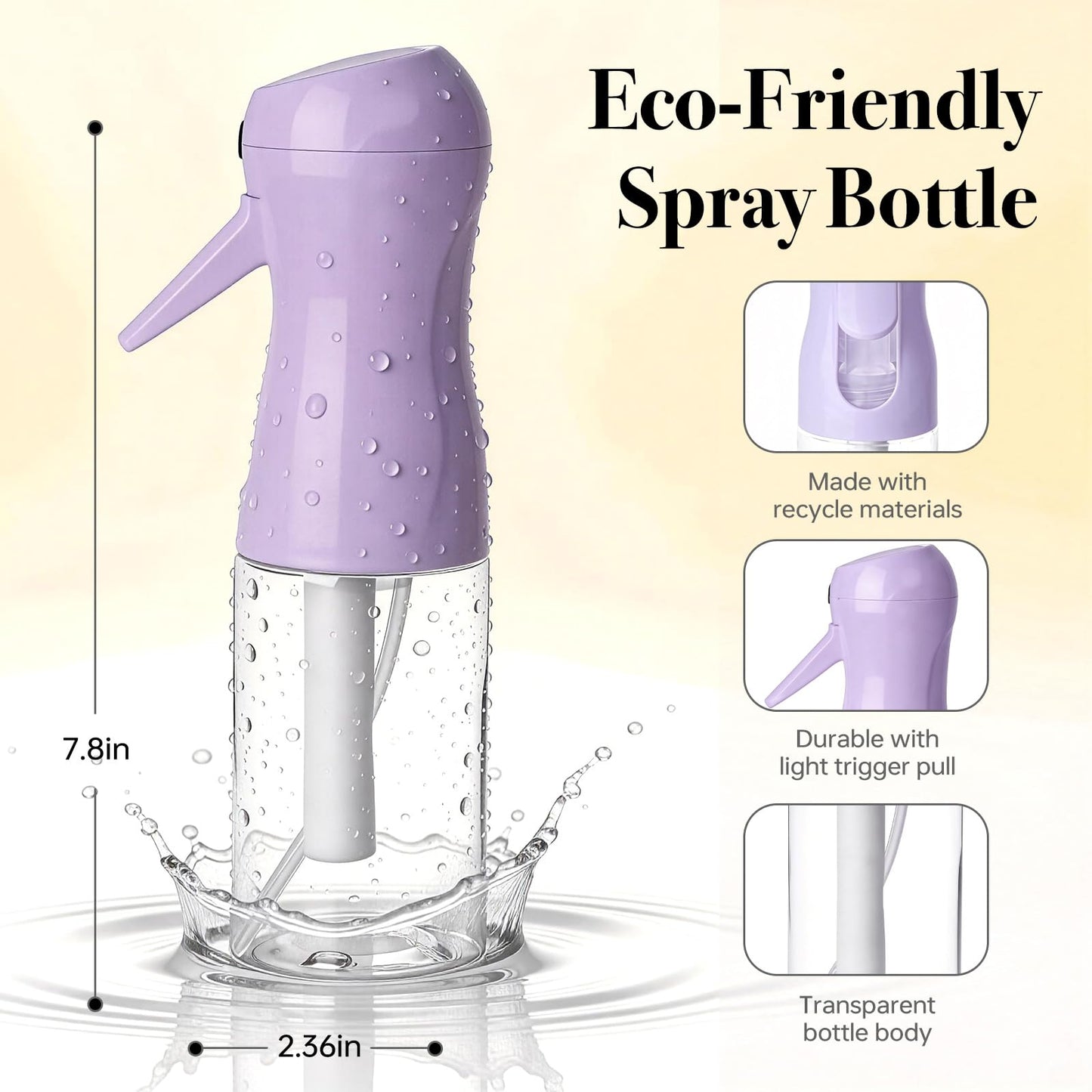 RMNJPW 3Pcs Continuous Spray Bottles For Hair,Ultra Fine Mister for Hair Styling, Plants, Cleaning, Salon, Misting & Skin Care (200ML Green+Pink+Purple)