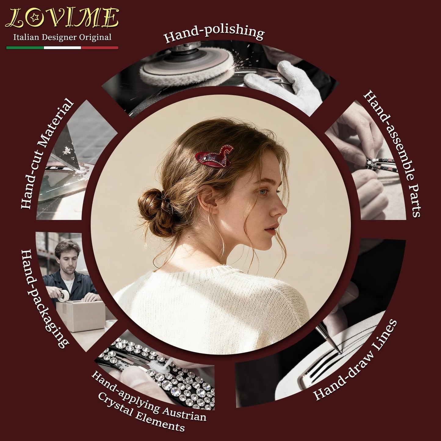 LOVIME Red Hair Clips for Women Premium, Small Hair Barrettes for Women Thin Hair, French Hair Barrettes No Slip for Birthday Gifts for Mom with Gift Box
