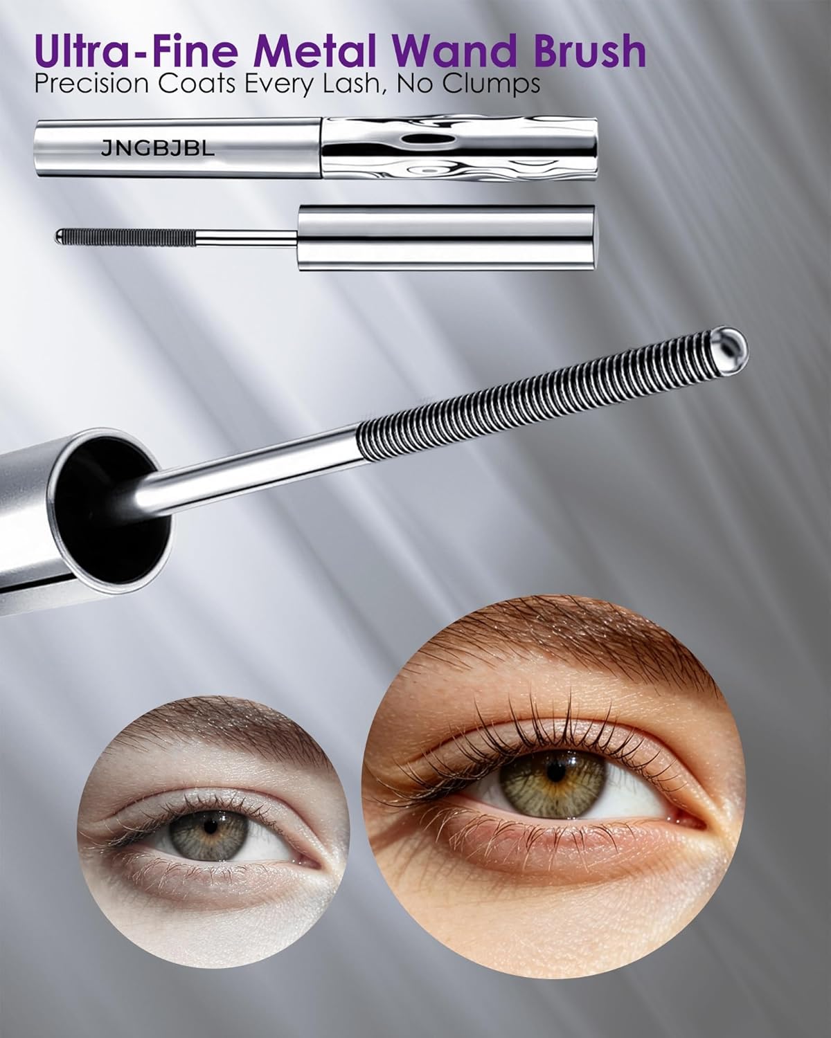 Iron Wand Mascara - 5D Curling Waterproof Eyelash Mascara | Black, Long-Lasting Volume & Length