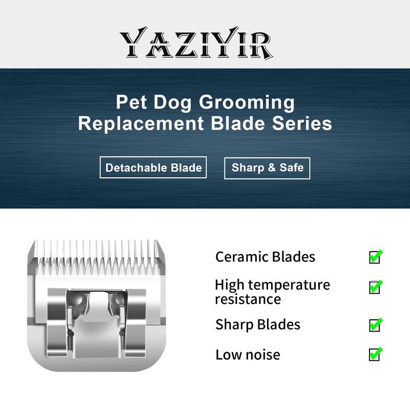 YAZIYIR 10# Pet Dog Grooming Detachable Ceramic Blades,Compatible with Andis,Oster A5,Wahl KM10 Clippers,Cut Length 1/16"(1.5mm),2 PCS