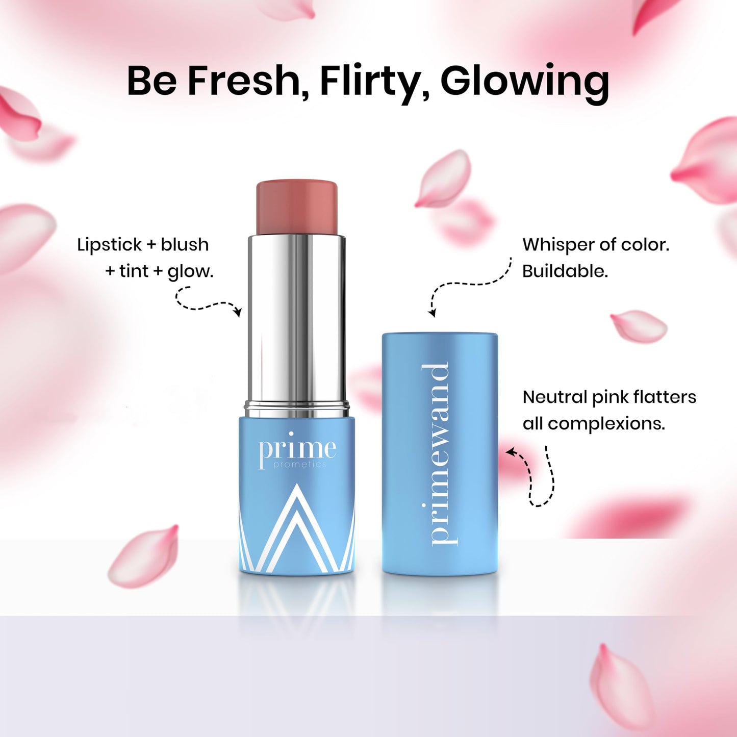 Prime Prometics PrimeWand Nude for Mature Women – All-in-One Lip, Cheek & Glow Stick – Sheer Rosy Tint with Shea Butter & Camellia Oil – Moisturizing, Buildable, and Skin-Enhancing