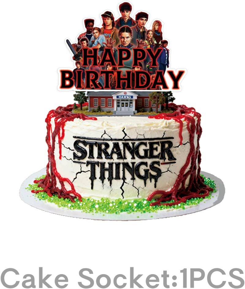 Stranger Things Party Supplies Set - 50pcs Birthday Decorations with Banner, Balloons, Swirls & Cupcake Toppers | Kids Theme Party