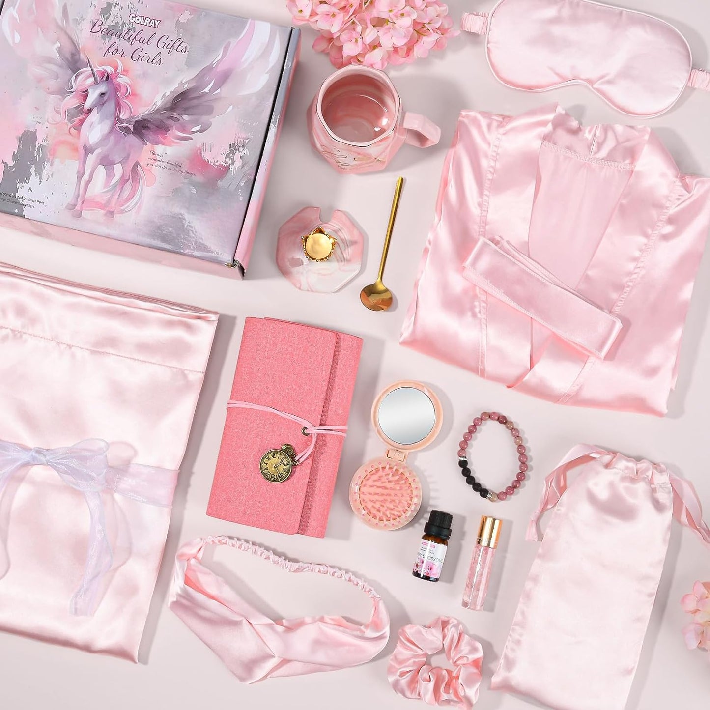 Teenage Girl Gift Set - 13 Pcs Spa Robe, Satin Pillowcase, Journal & Mug | Perfect Birthday & Christmas Gifts for Ages 10-18