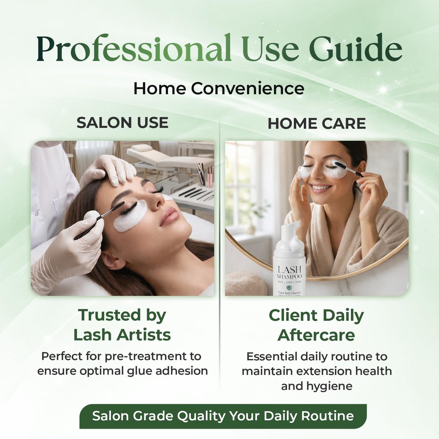 Foam Lash Cleanser for Lash Extensions 50ml (1.69 fl.oz), Gentle Lash Shampoo for Natural Lashes | Oil-Free, Hypoallergenic, No Irritation | Safe Makeup Remover for Sensitive Skin | Home & Salon Use