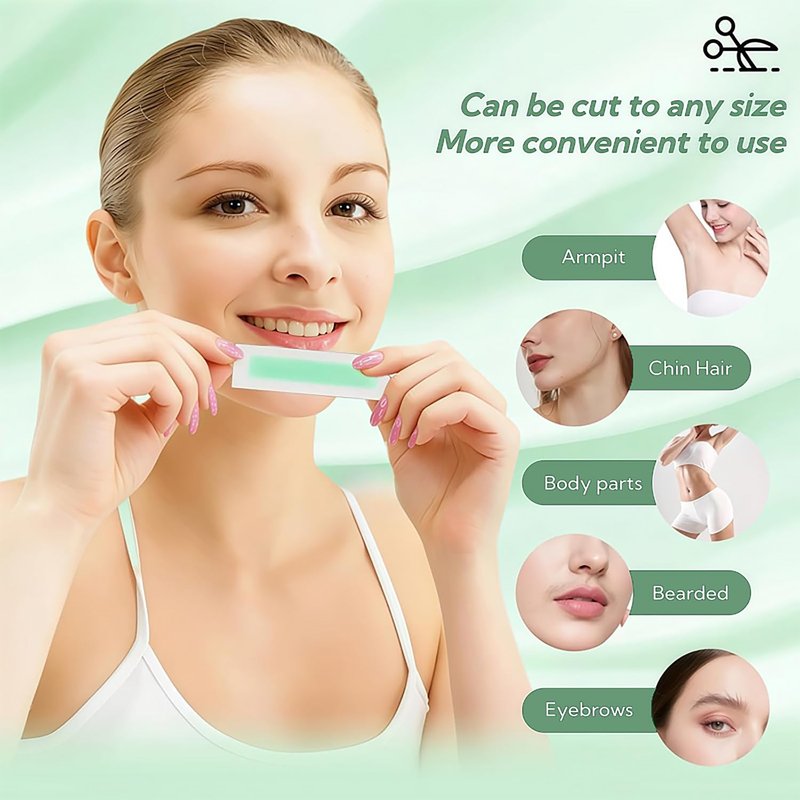 Facial Wax Strips - 48 PCS Hair Removal Kit with Aloe Vera for Sensitive Skin | At-Home Waxing for Eyebrows, Upper Lip, Bikini & Brazilian