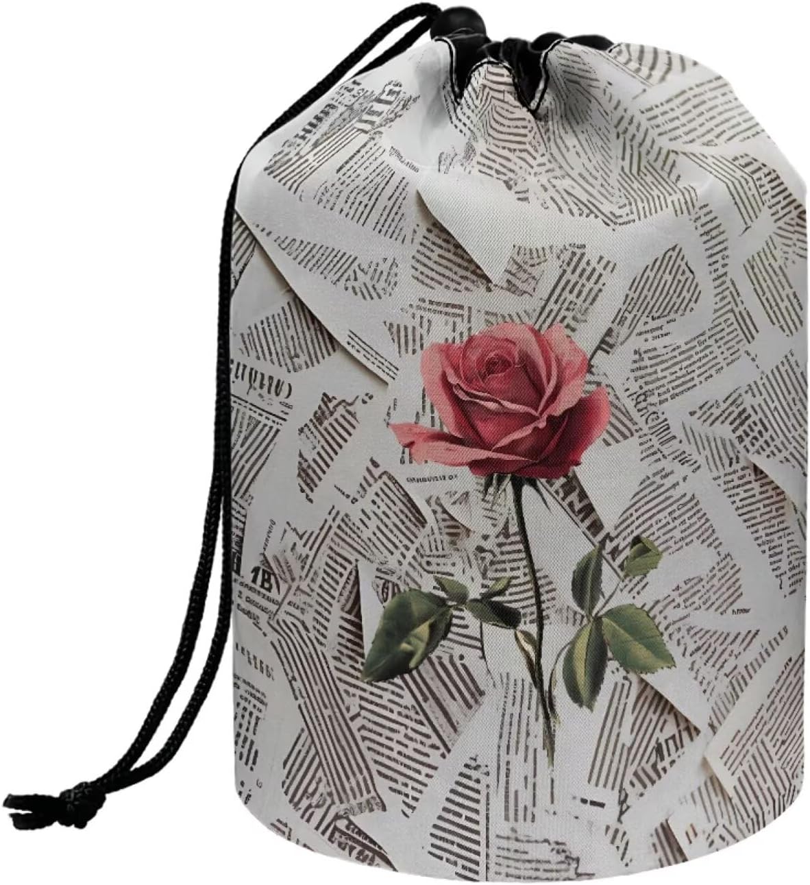 Peach Blossom Blue Cosmetic Bag for Women - Portable Drawstring Makeup Organizer | Collapsible Toiletry Storage