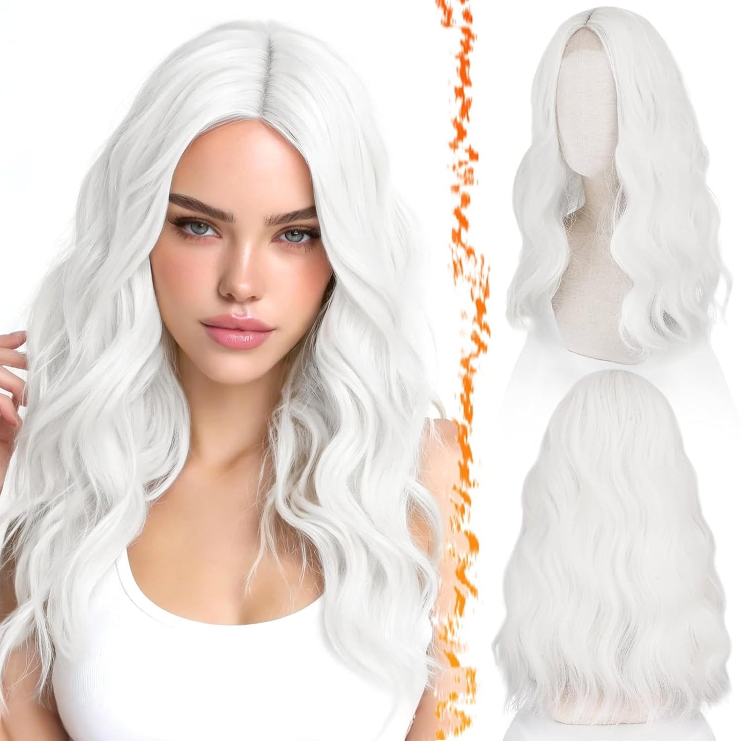 18 Inch Wavy Beige Blonde Wig - Medium Length Synthetic Wig for Women | Natural Soft Waves for Daily Wear & Parties