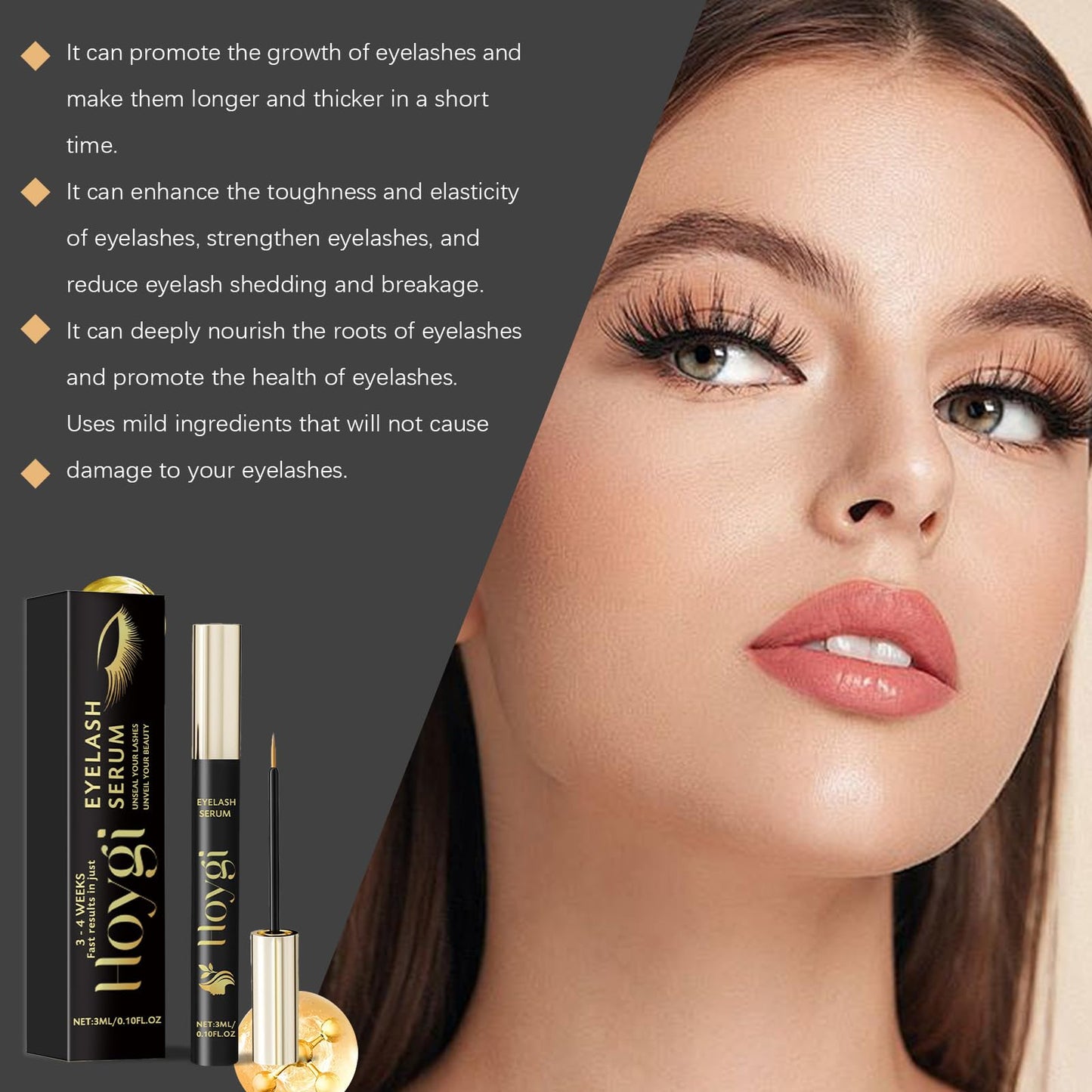 Eyelash Serum for Growth, Beauty Enhancement, Eyelash Growth Serum, Gentle & Moisturizing, Natural Curl, Eyelash Serum for Natural Lashes and Eyebrows