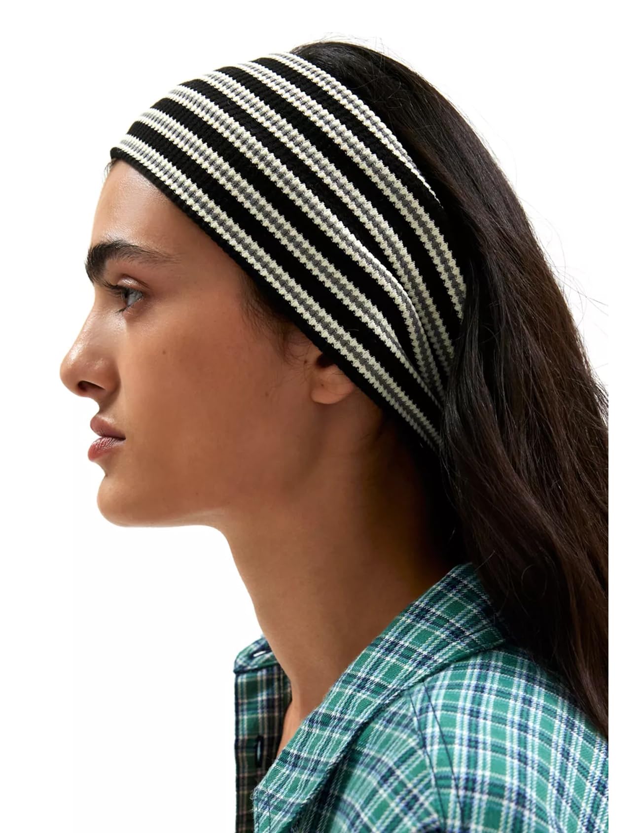 Haujemea 3 Pcs Knitted Striped Wide Headbands for Women Non Slip Hair Band Thick Yoga Workout Headband Elastic Cute Head Band Hair Accessory