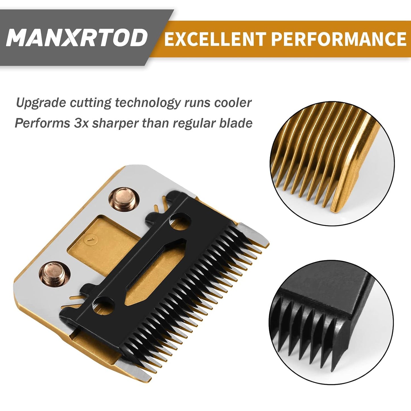 Replacement Blades for FX870/FXF880/FX810 Clippers - DLC Gold Taper Blades | Compatible with BaByliss FX802G