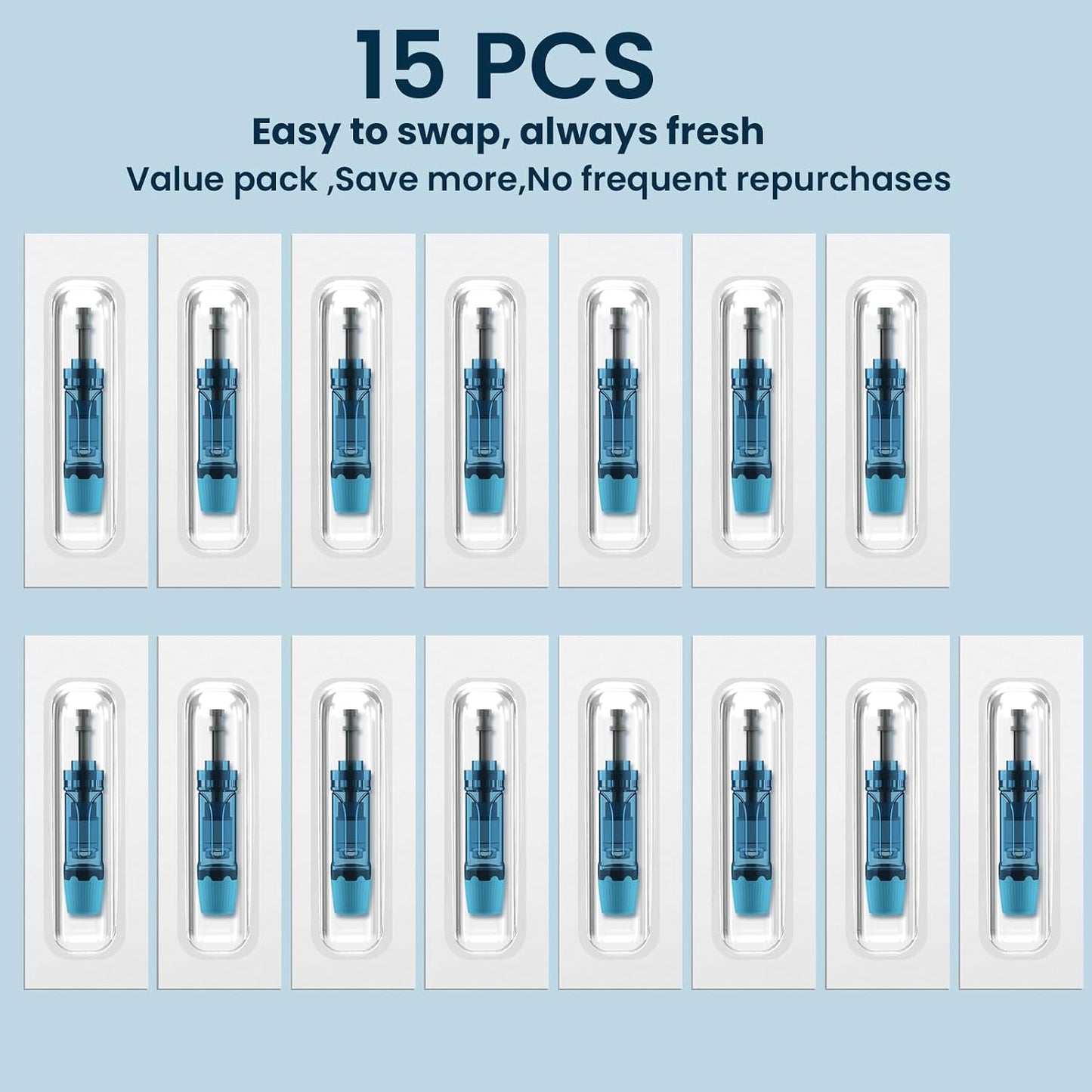 Microneedling Pen Cartridges - 15 Pcs Nano A11/M8S | 0.25mm for Home Use