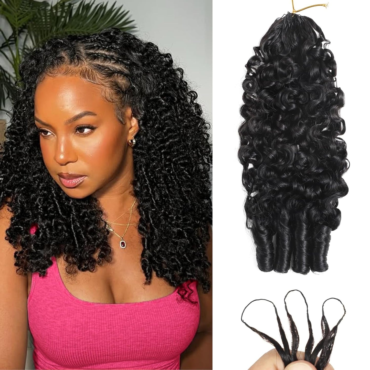 Burmese Curly Crochet Hair Extensions - 20 Inch, 120g, Knotless, Lightweight Remy Hair in Natural Black