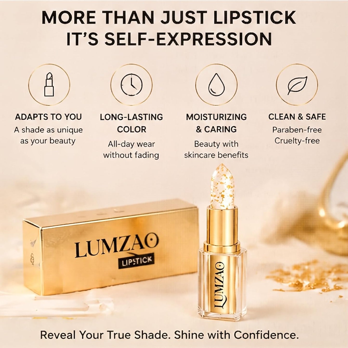 Color Changing Lipstick - pH & Temperature Activated Moisturizing Balm for Pink Lips | Long Lasting Sheer Gloss (1pc)