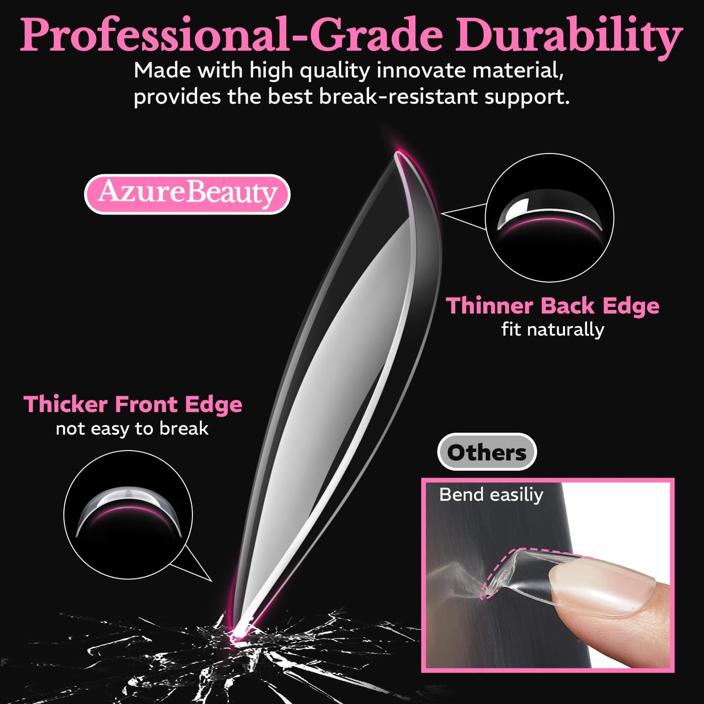 Medium Almond Nail Tips - 600pcs Pre-Etched Soft Gel Acrylic False Nails | Half Matte Full Cover for DIY Manicure
