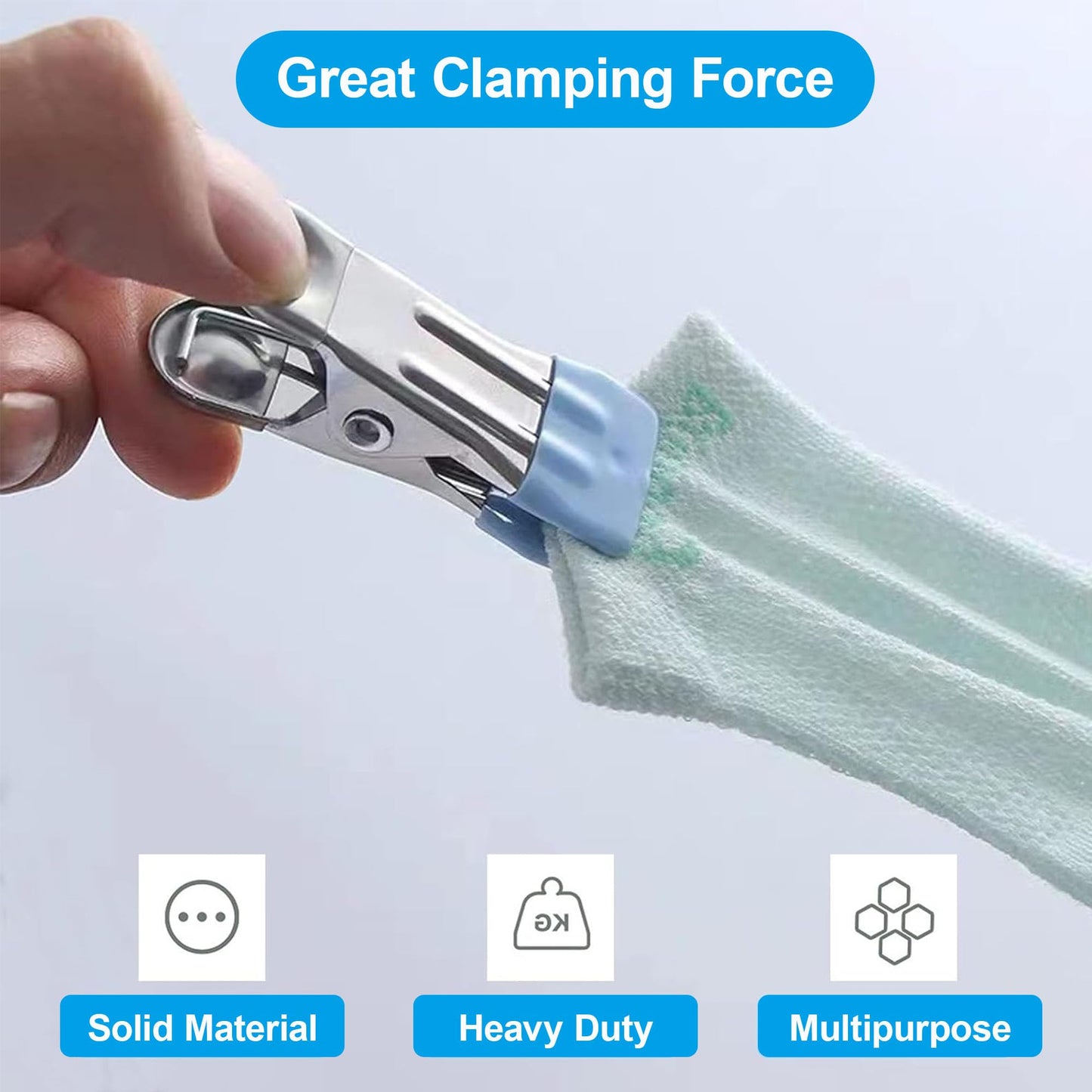 10 Pack Clothes Pins 2 Inch Mini Clothespins and Chip Clips for Food Bag Sealing Photo Hanging Snacks Organization Heavy Duty Plastic Clips for Kitchen Office and Home Use Blue