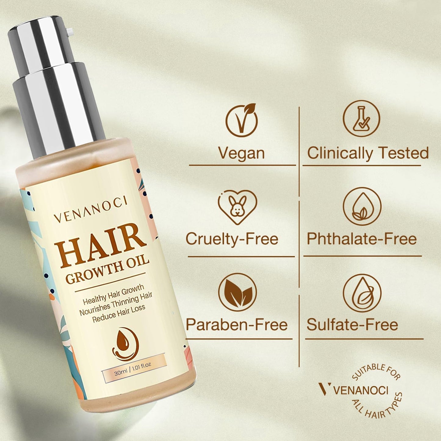 Hair Growth Oil - Natural Rosemary & Biotin Serum for Thinning Hair | Promotes Thicker, Fuller Hair for All Hair Types