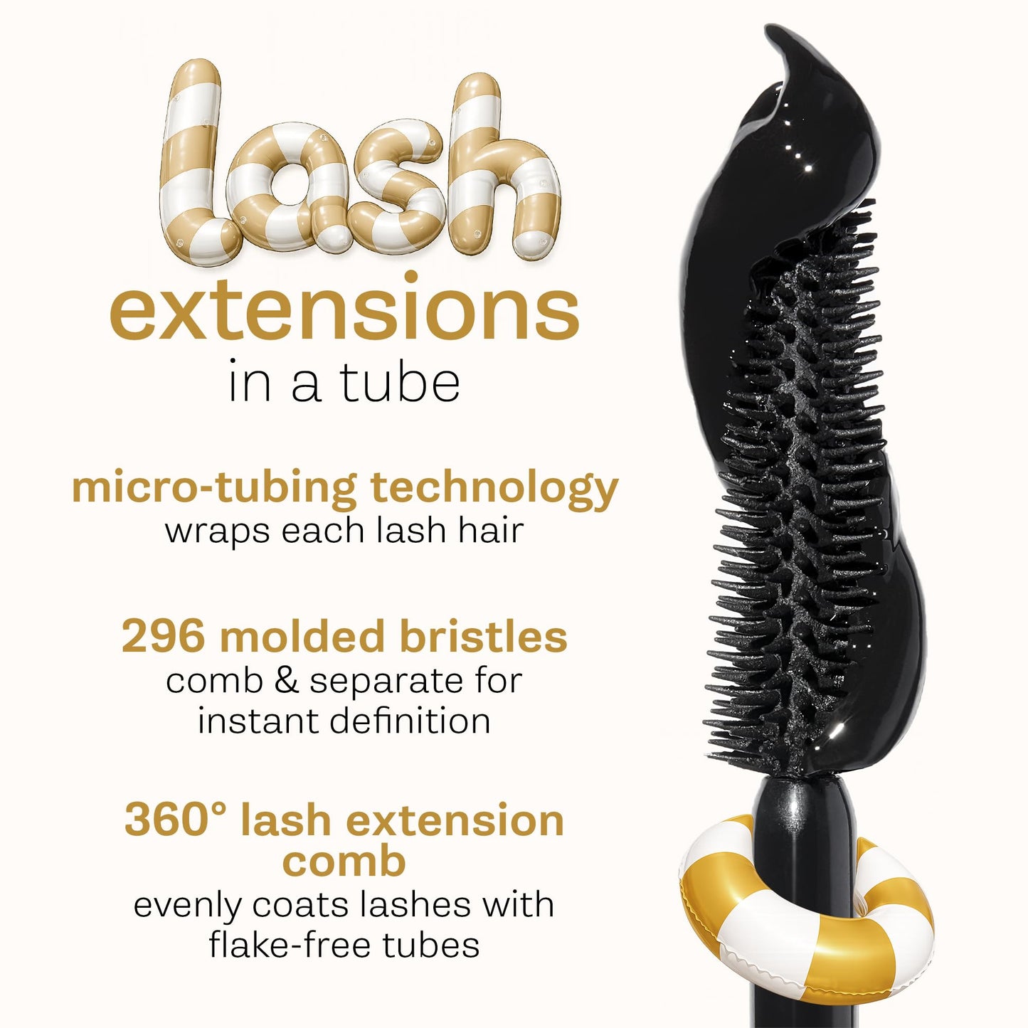 tarte tartelette XL tubing mascara – Lash Extensions in a Tube with Peptide, Extra-Bold Buildable Length & Volume, Smudge-Proof Longwear, Easy-to-Remove, Vegan & Cruelty-Free, travel size, black