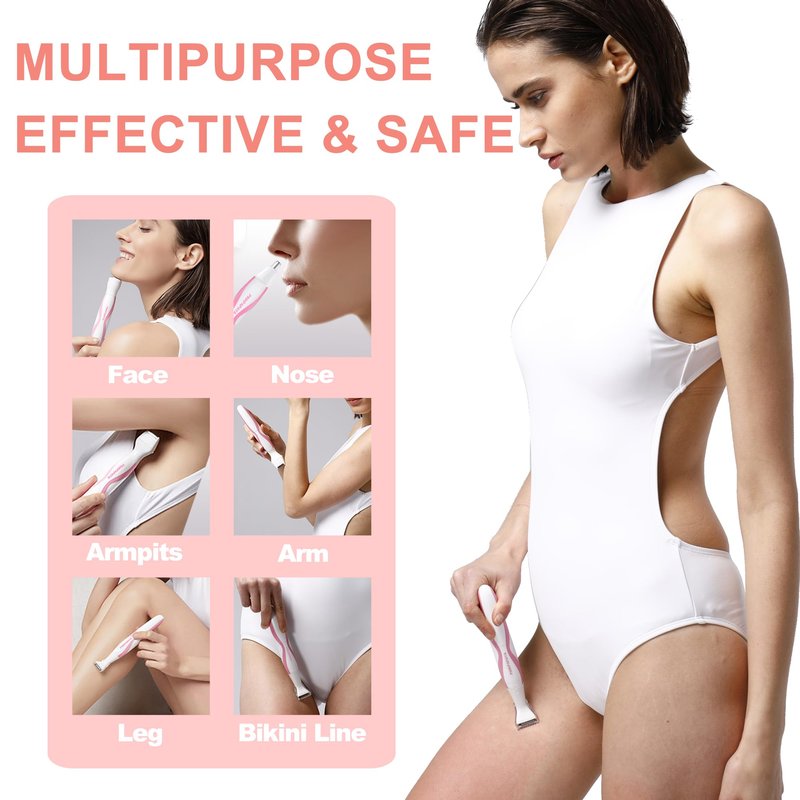 Pinkpapaya 4in1 Nose Hair Trimmer for Women,Facial Hair Remover,Electric Face Shaver Razor for Nose Ear,Bikini Trimmer,Facial Hair Removal,Tomato/p9k8