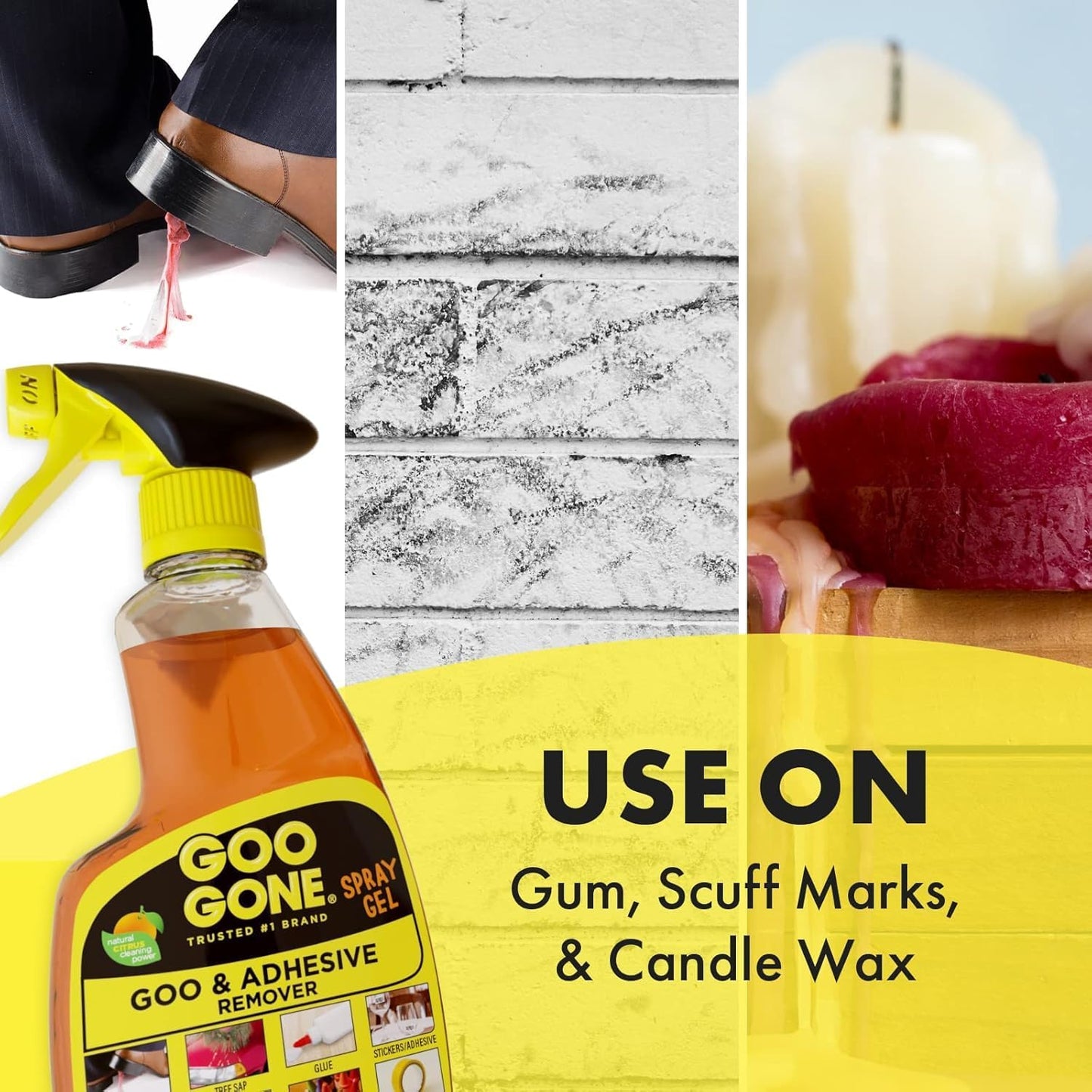 Goo Gone Adhesive Remover Spray Gel - 12 Oz Citrus Formula for Glue, Stickers, Tape & Grease Cleanup | Ideal for Hard Surfaces & Fabrics