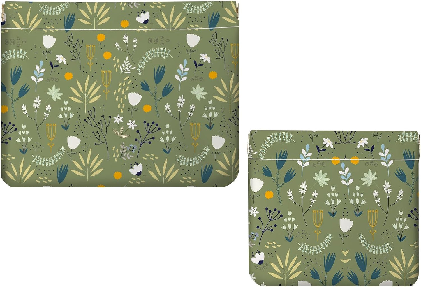 Makeup Bag Set - 2 PCS PU Leather Cosmetic Organizer | Portable Self-Closing Pouch for Women - Sea Turtle Design