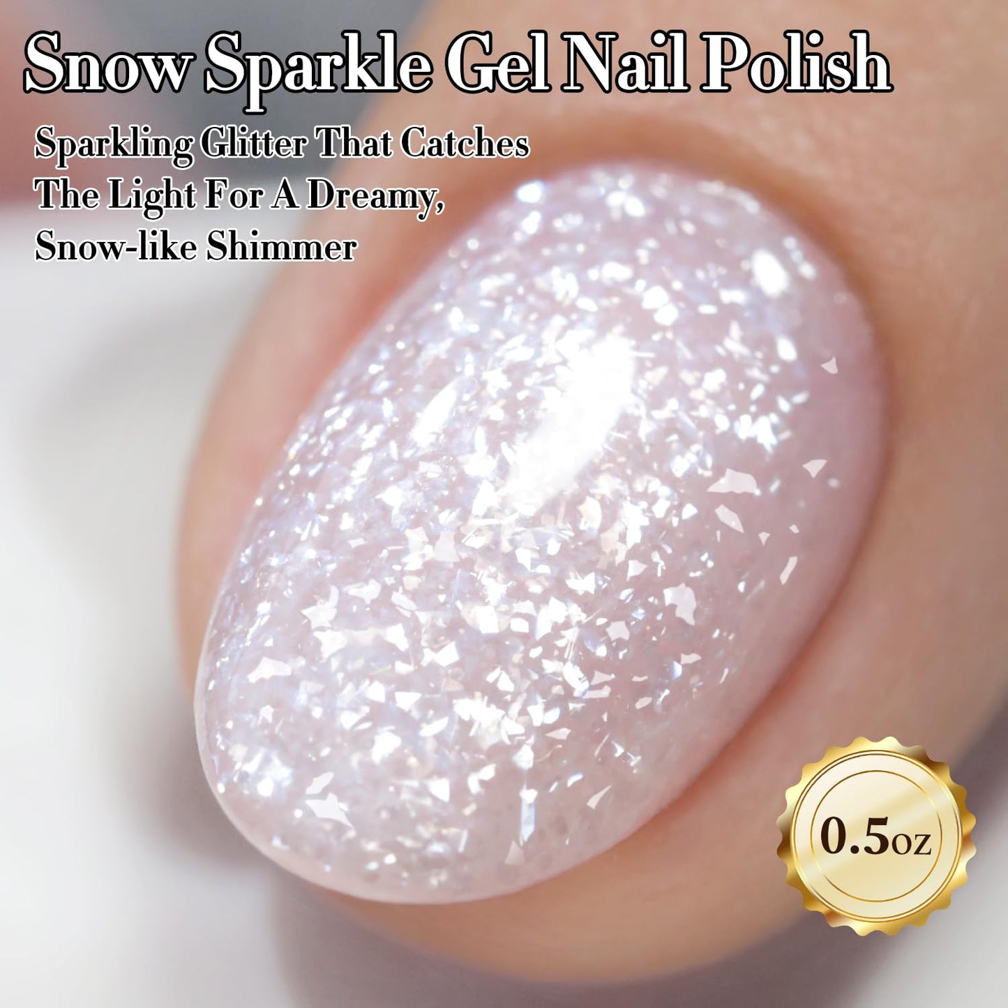 Double Rhythm 15ML Glitter Gel Polish Shimmer Reflective Holographic Color Magnetic for Nail Art Salon DIY at Home (Snow Glitter-B1211)