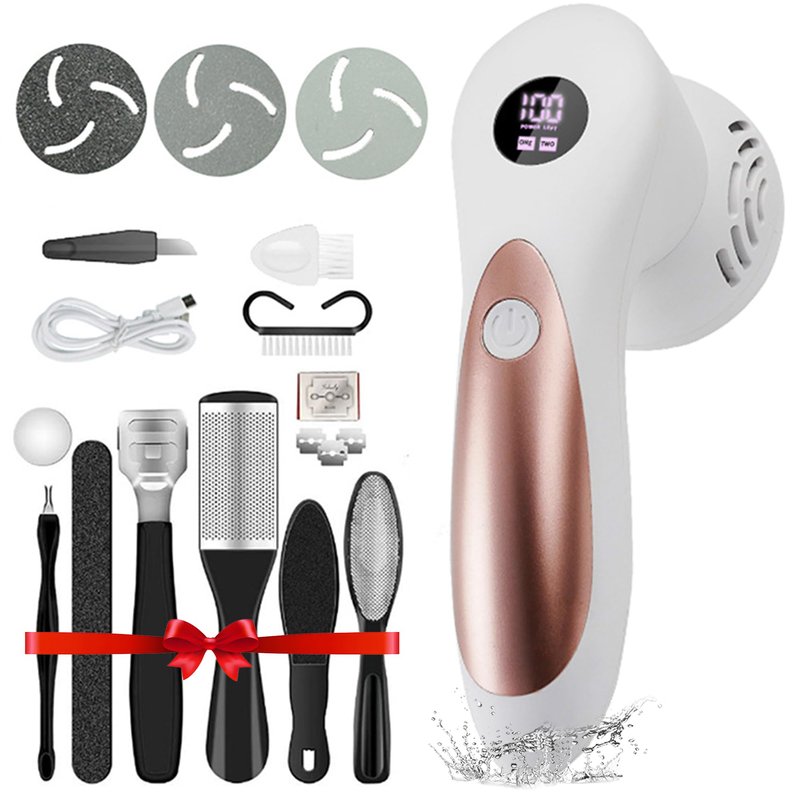 Doeean Electric Feet Foot Callus Remover Equipped with A Vacuum System Foot Scrubber 17 in 1 Professional Foot Care Tool Ipx6 Waterproof Rating for Removing Hard Cracks Dryness and Dead Skin (White)